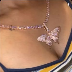 iced out butterfly necklace